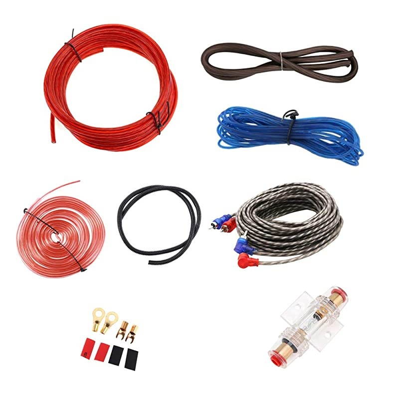 Car Amplifier Wiring Kit Audio Subwoofer AMP RCA Power Cable AGU FUSE 8 Gauge GA AWG Wire Install Connector Holder Automotive Van