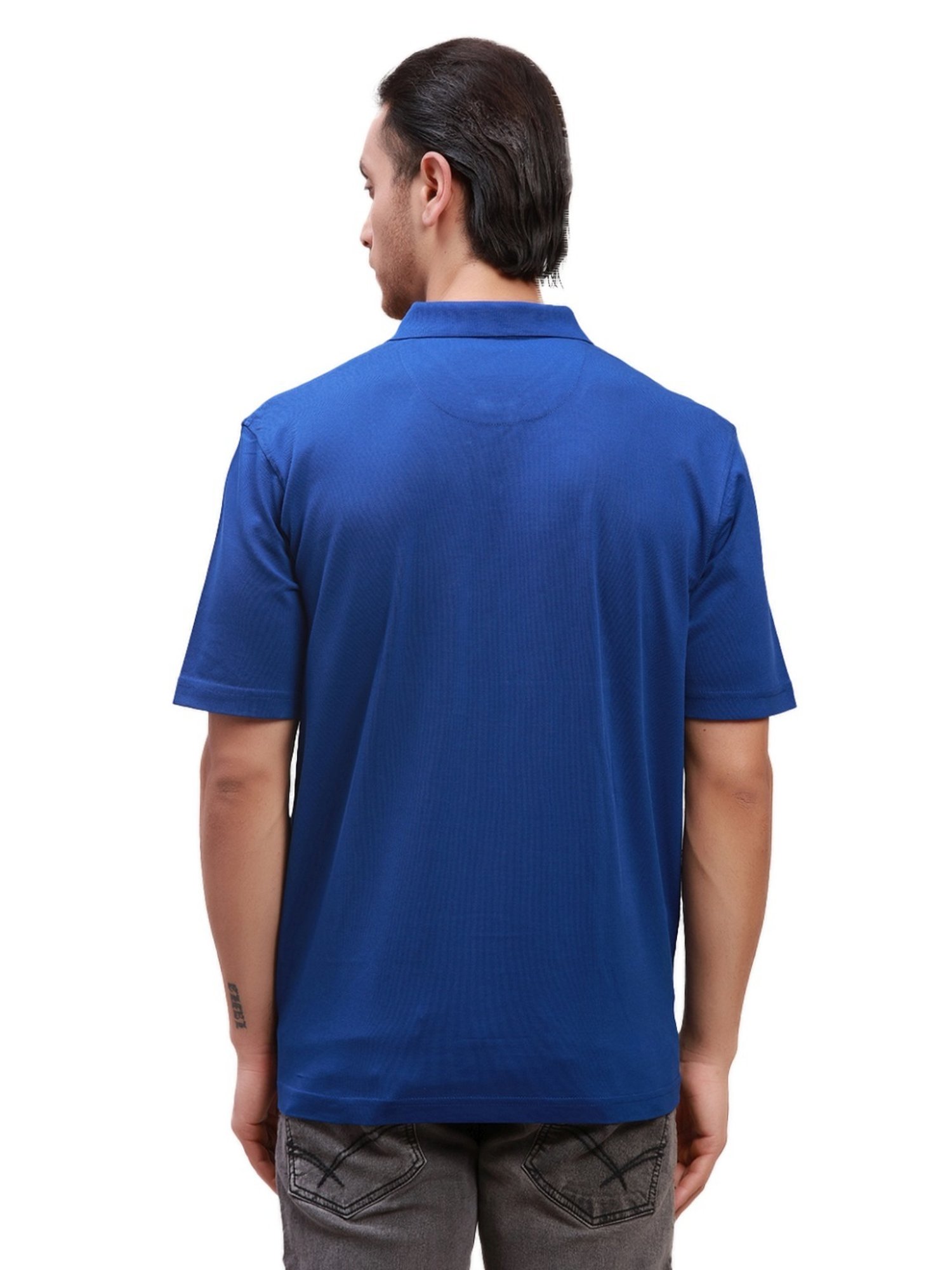 ColorPlus Blue Cotton Classic Fit Polo T-Shirt