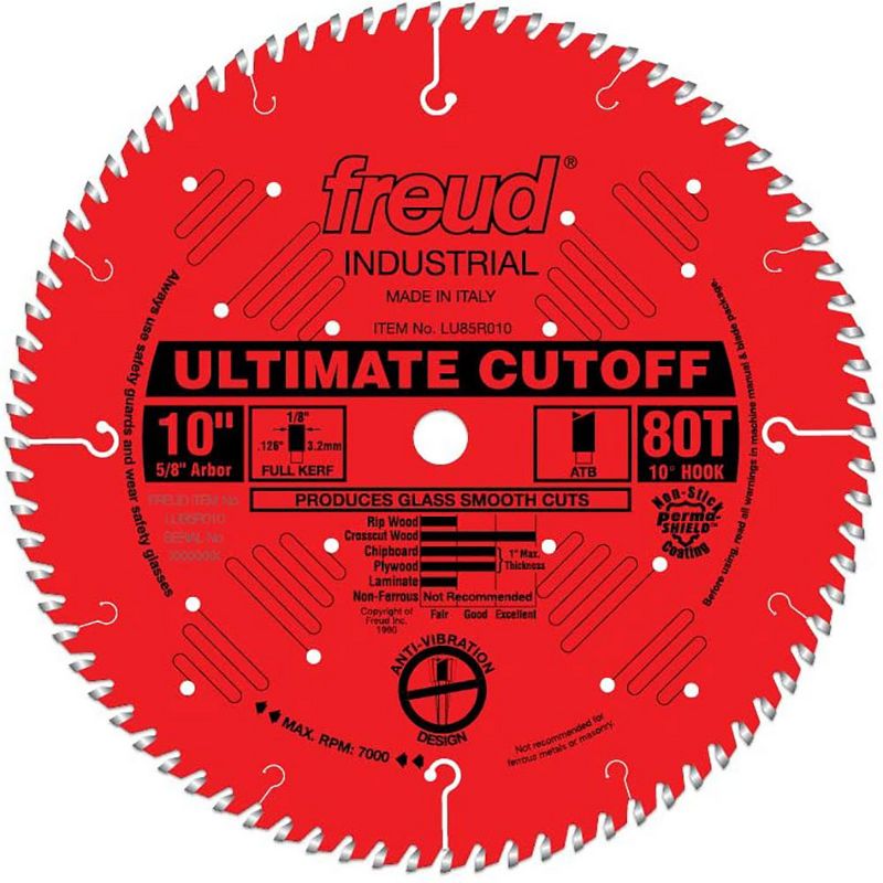 Freud LU85R012 12 Inch 96 Teeth Ultimate Cut Off Crosscutting Wood Saw Blade with Unique Side Grind and No Stabilizers Required