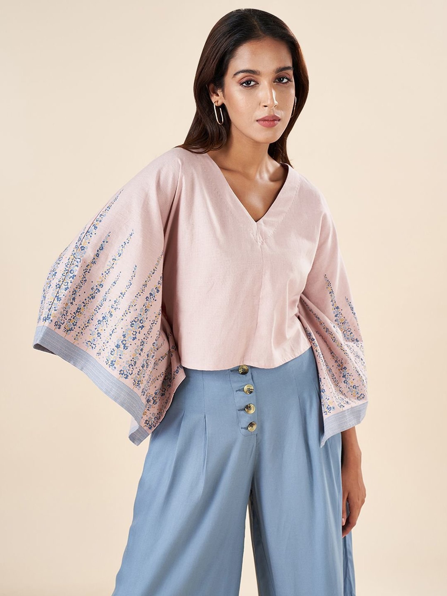 Akkriti by Pantaloons Pink Cotton Printed Top