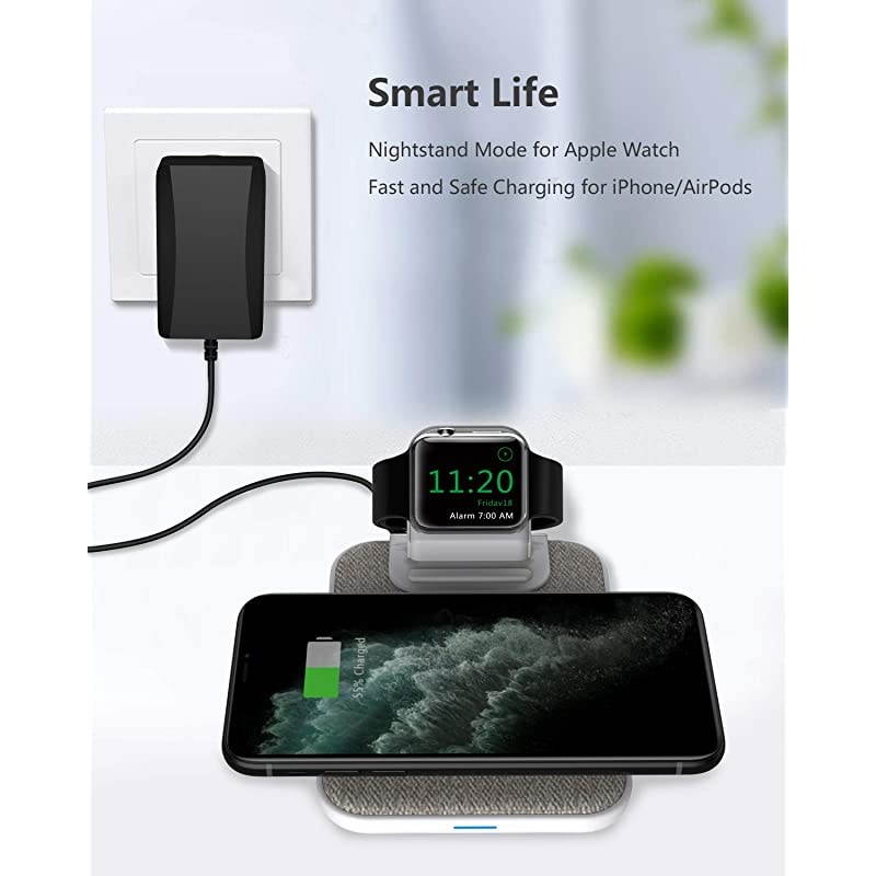 3 in 1 Wireless Charger iPhone Apple Charging Station, MFi Certified Wireless Charging Pad Qi Fast Chargers Stand Dock for iPhone 11/12/11 Pro/SE 2020/XS Max/XR/X/8/8Plus/iWatch/Airpods
