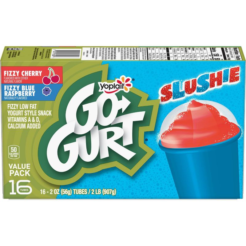Go-Gurt Blue Raspberry/Cherry Slushie Kids' Yogurt - 32oz/16ct Tubes