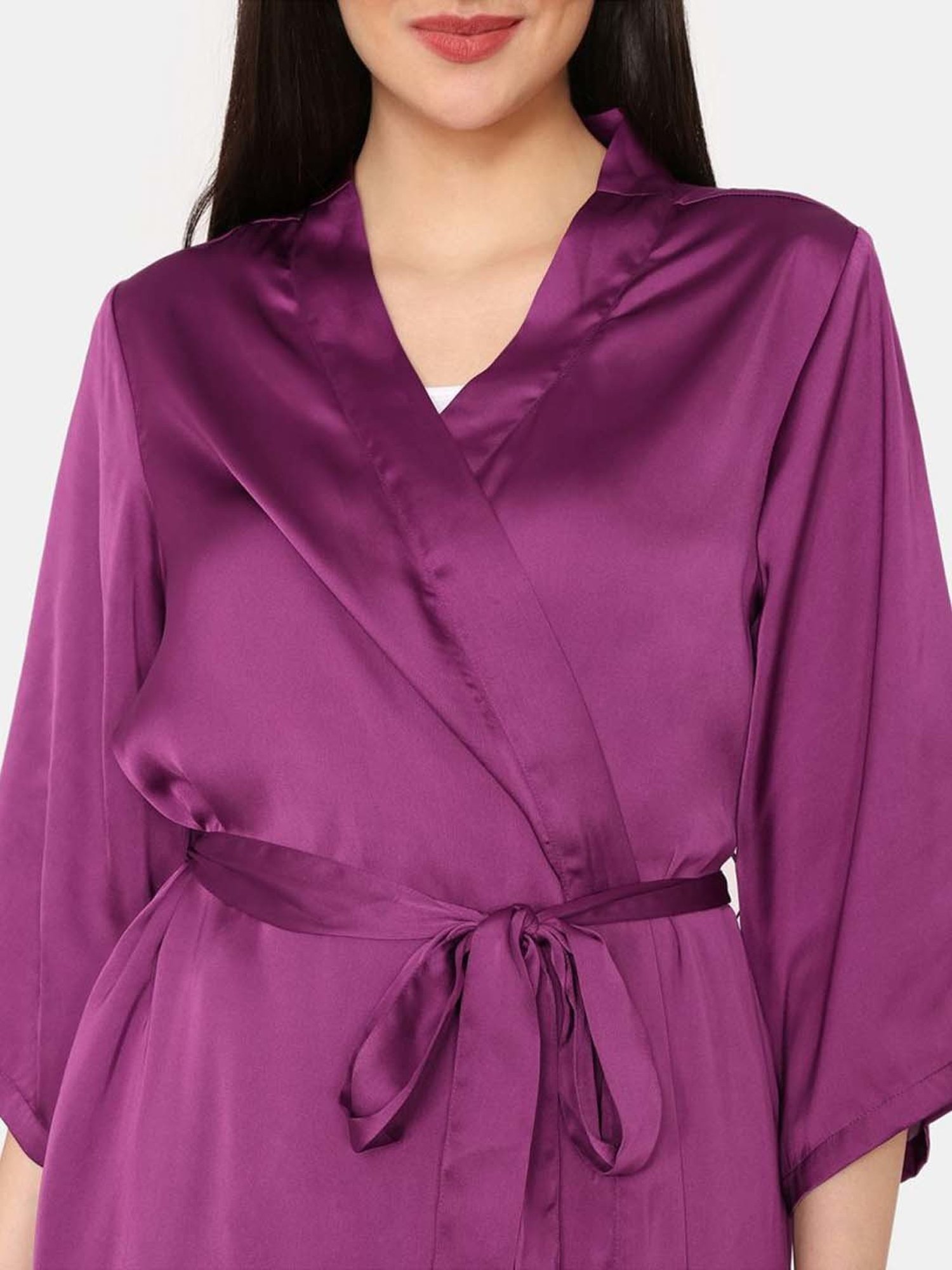 Zivame Purple Plain Robe