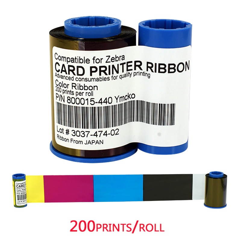 Printer Ribbon 800015-440CN YMCKO Ribbon 200prints/roll for Zebra P330I P430I Card Printer