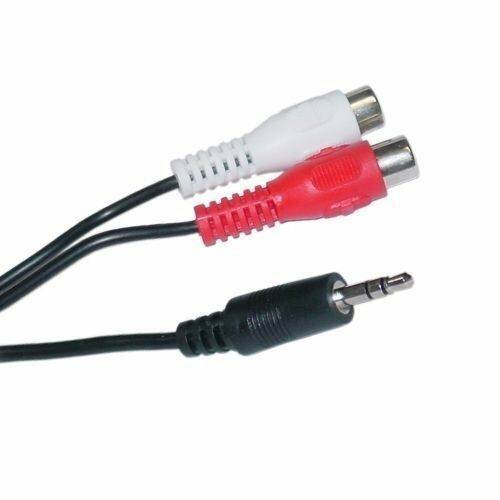 6 FT 3.5mm Stereo Male to 2 RCA Dual Audio Female Adapter Speaker Cable Black
