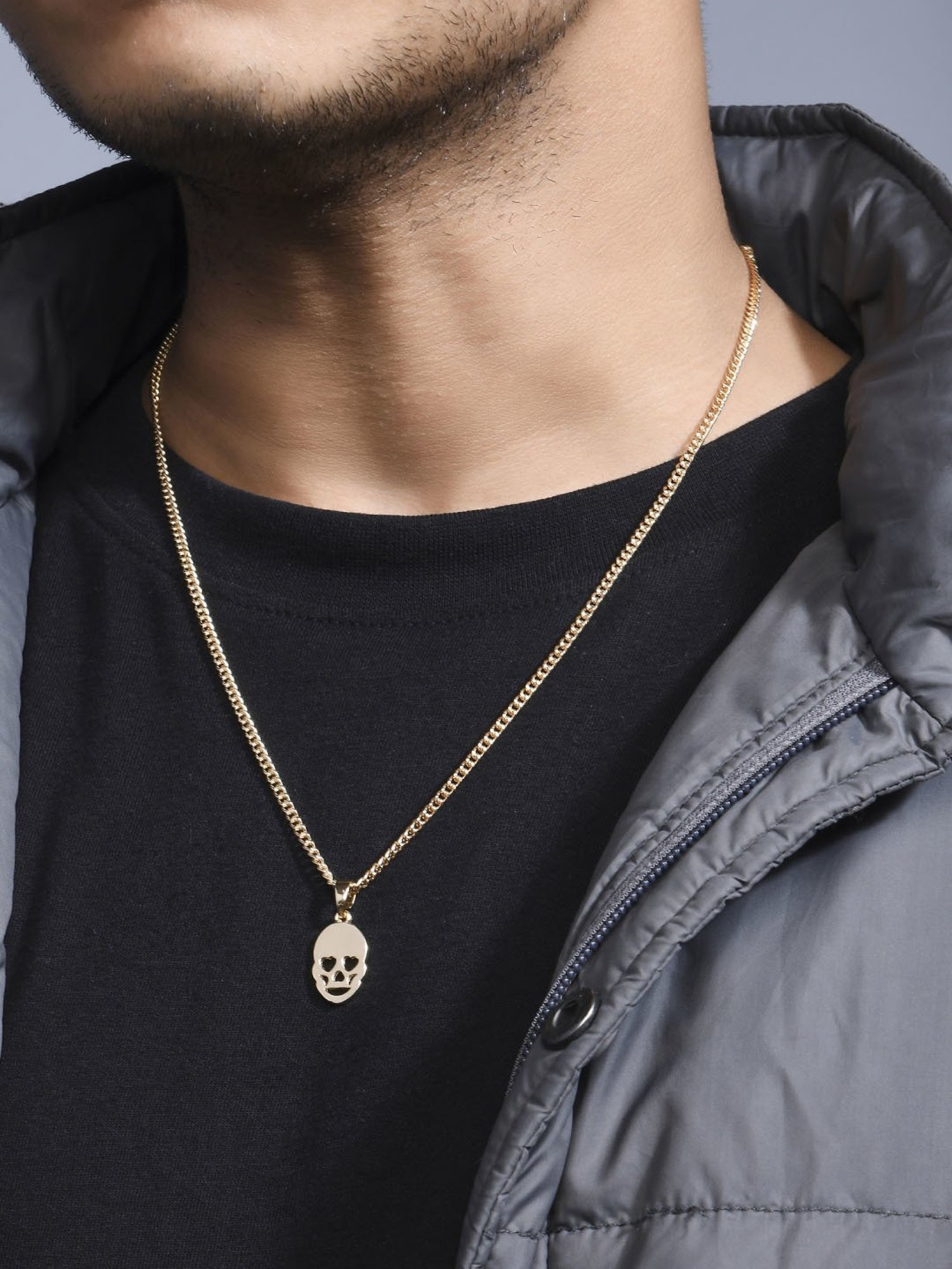 The Bro Code Gold-Plated Heart Face Pendant Necklace for Men