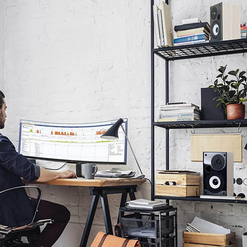 DHPAS100 Passive 140W Bookshelf Speaker Set 5inch Woofer with Dome Tweeter Modern Light Wood Finish with White Woofer Cone