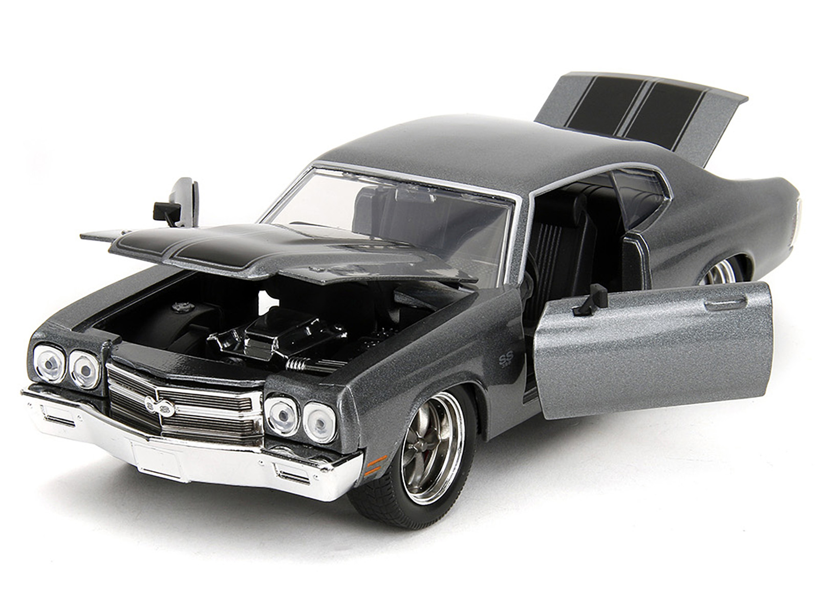 1970 Chevrolet Chevelle SS Gray Metallic with Black Stripes "Fast & Furious" (2009) Movie "Fast & Furious" Series 1/24 Diecast Model Car by Jada
