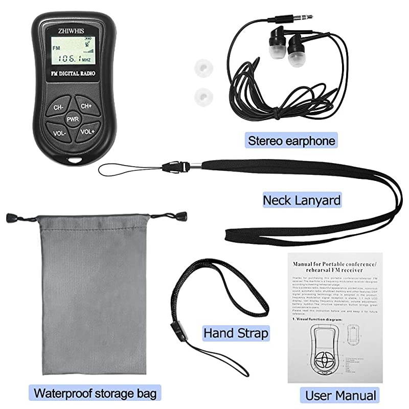 Mini Portable FM Radio Stereo LCD Digital Display Tuning Pocket Walkmen Transistor Conference Receiver with Earphone Small Pocket Radio Operated by AAA Batteries for WalkingRunning