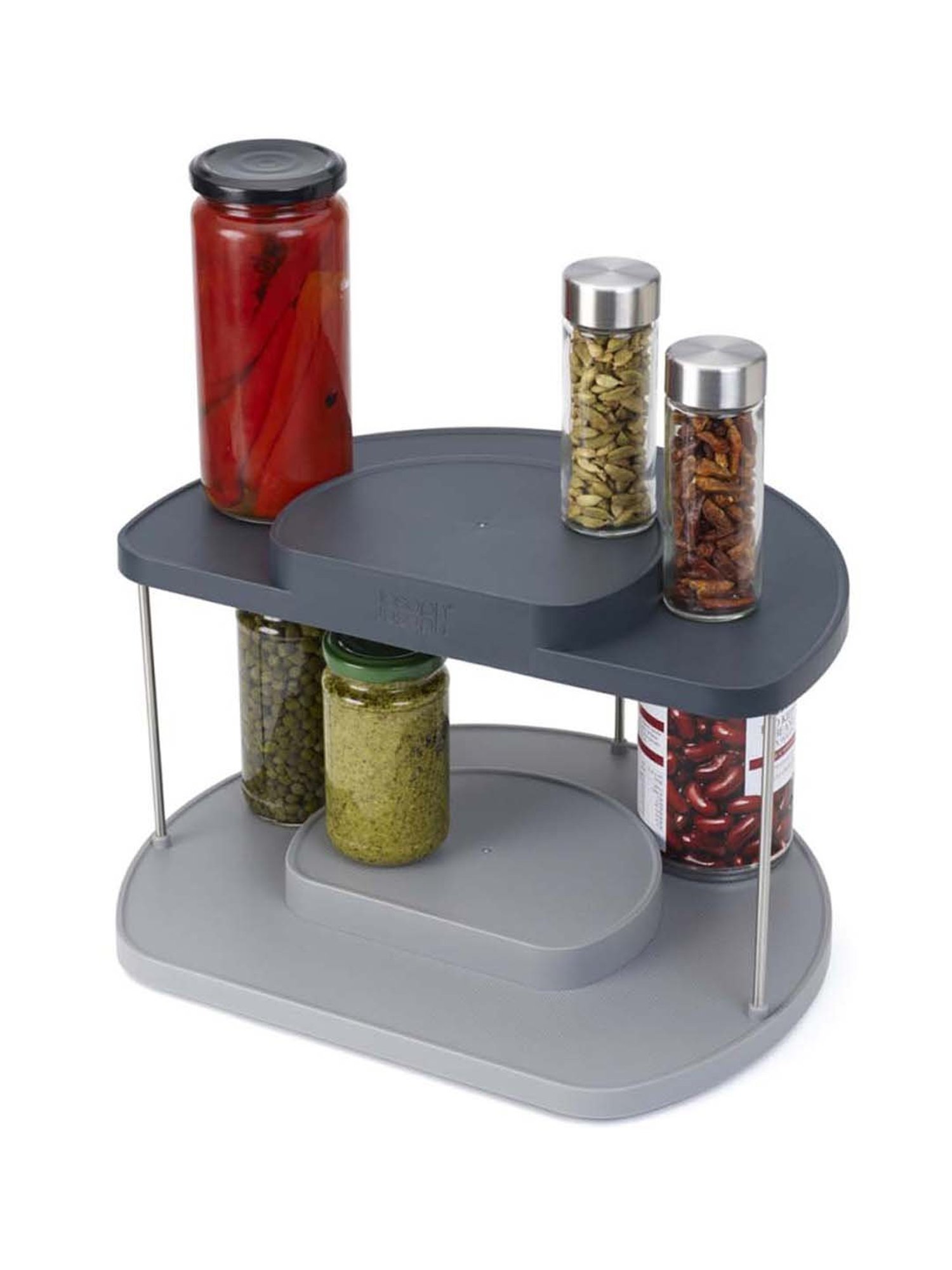 Joseph Joseph Grey Polypropylene 3-Tier Shelf Organizer With Drawer For Cabinet