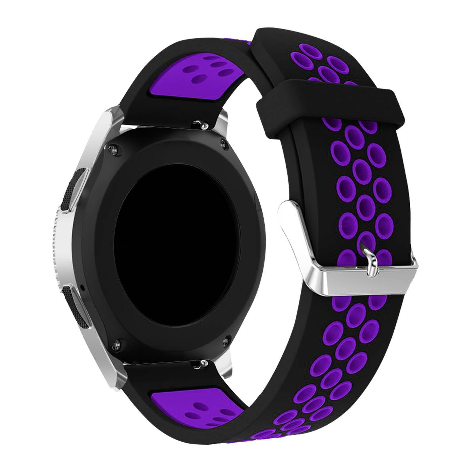 Samsung Galaxy Watch 46mm breathable silicone replacement bracelet- Black/Purple