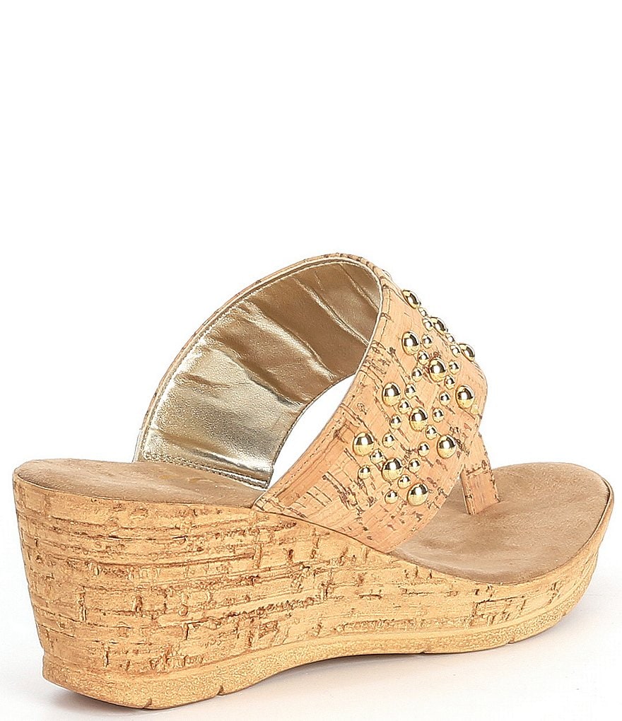 Onex Lin Toe Ring Cork Wedge Sandals