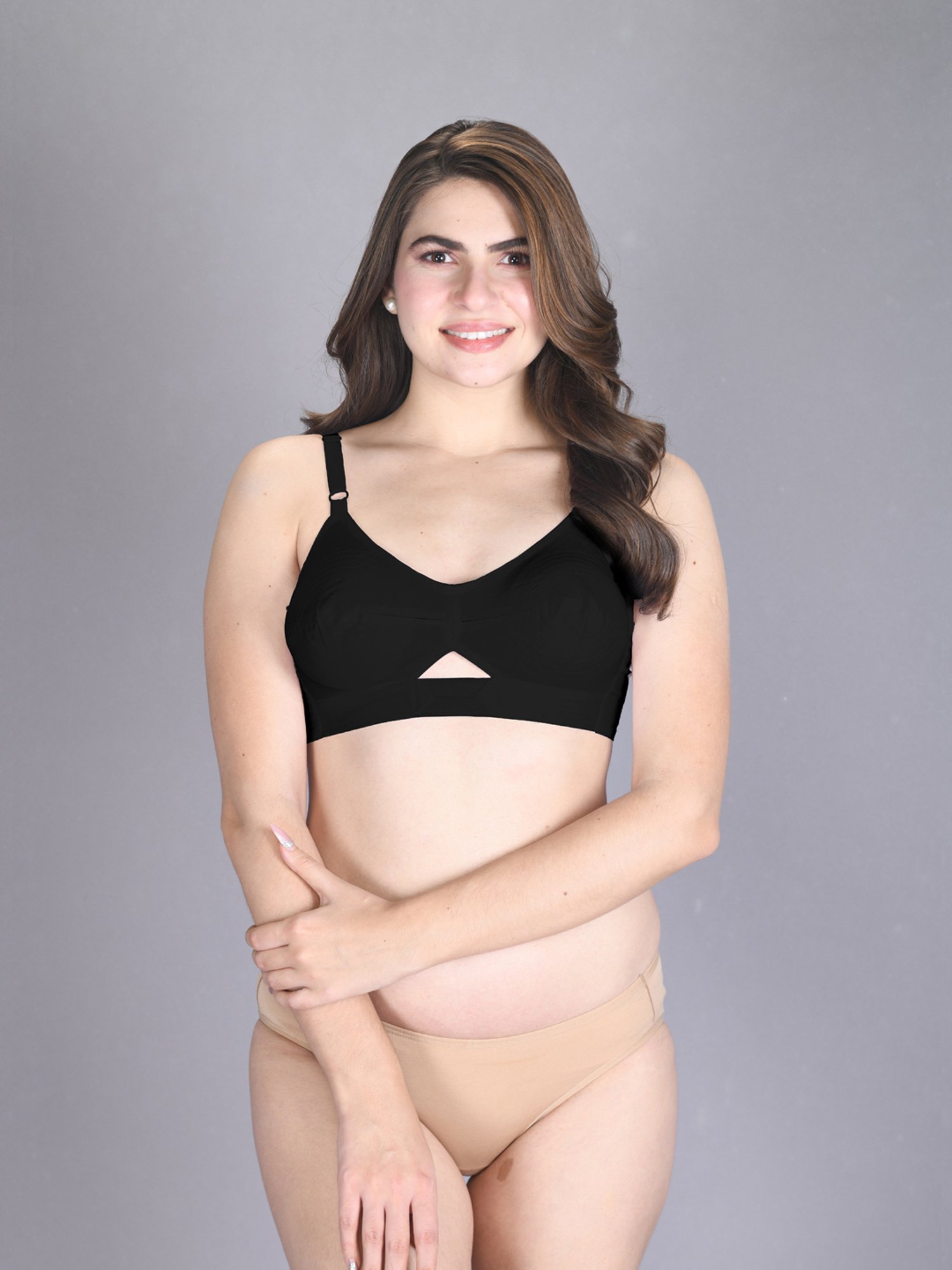 Lux Venus Black & Maroon Full Coverage Non-Wired Everyday Bra With Adjustable Strap - Pack of 2