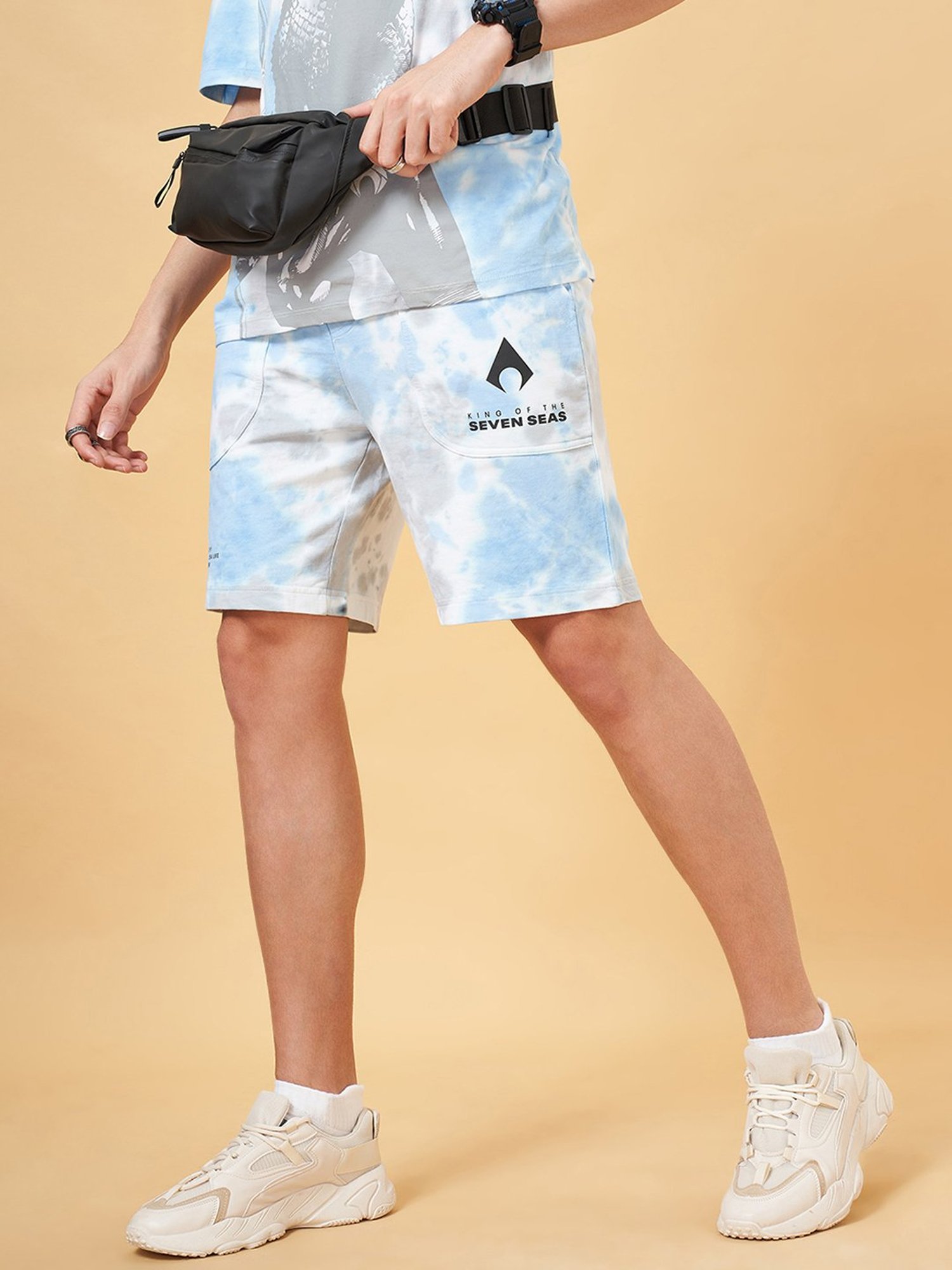 SF Jeans by Pantaloons Blue Regular Fit Printed Shorts