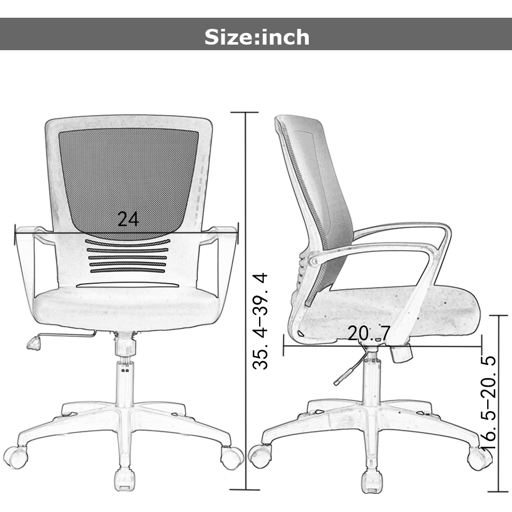 Office Chair Ergonomic Cheap Desk Chair Swivel Rolling Computer Chair Executive Lumbar Support Task Mesh chair Metal Base for Home&Office, Black