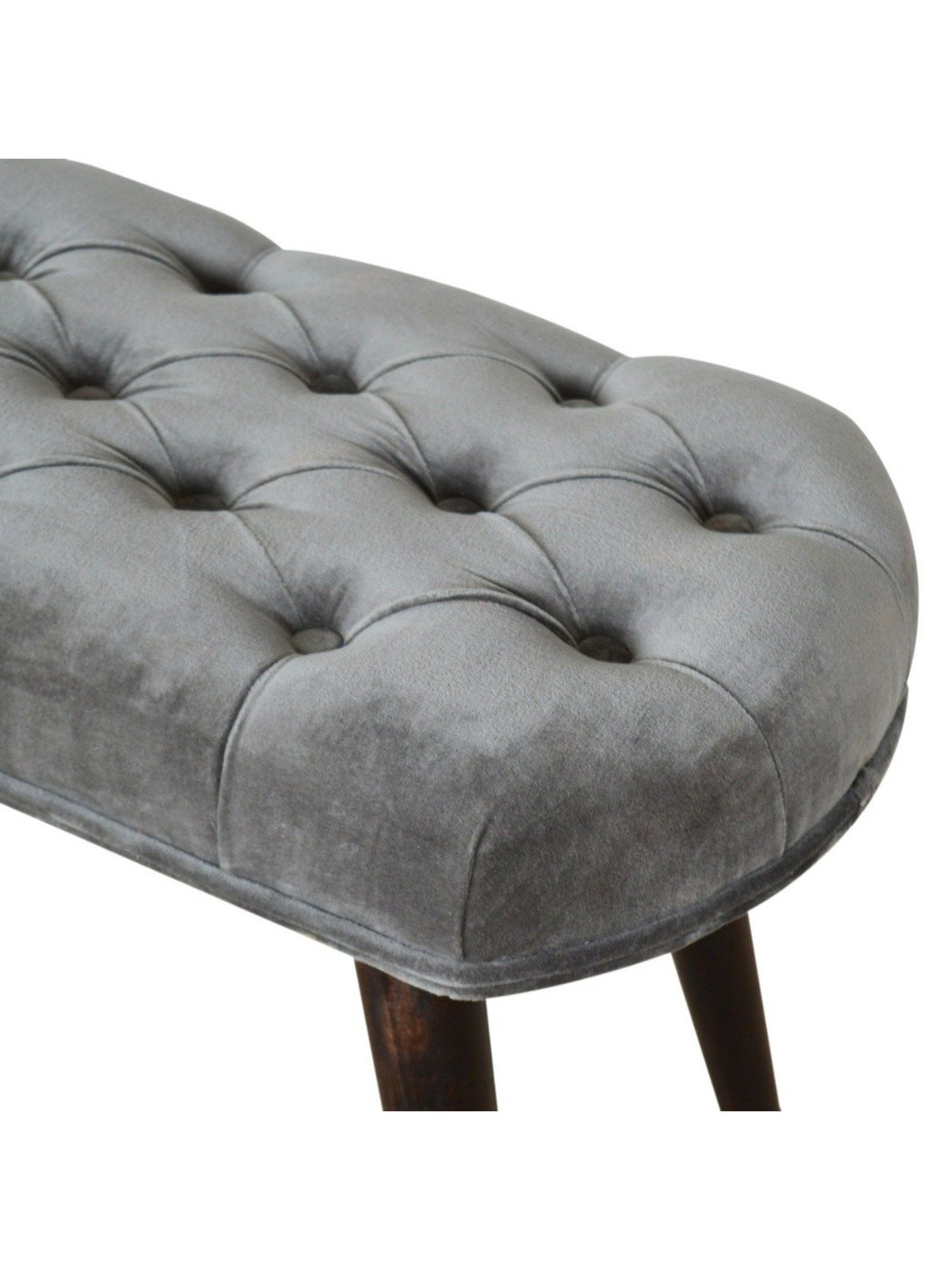 Artisan Furniture Black & Grey Cotton Velvet Deep Button Bench