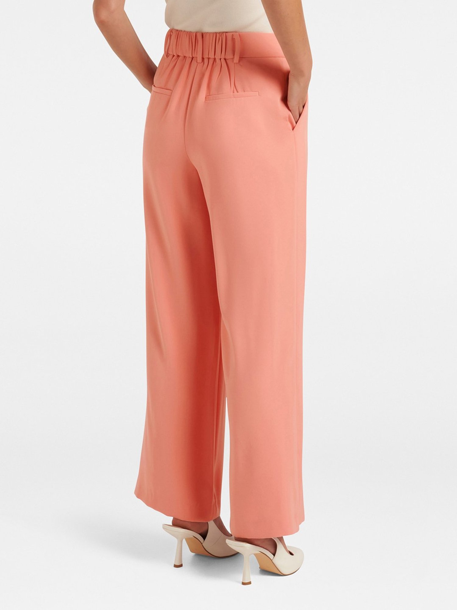 Forever New Peach Regular Fit High Rise Trousers