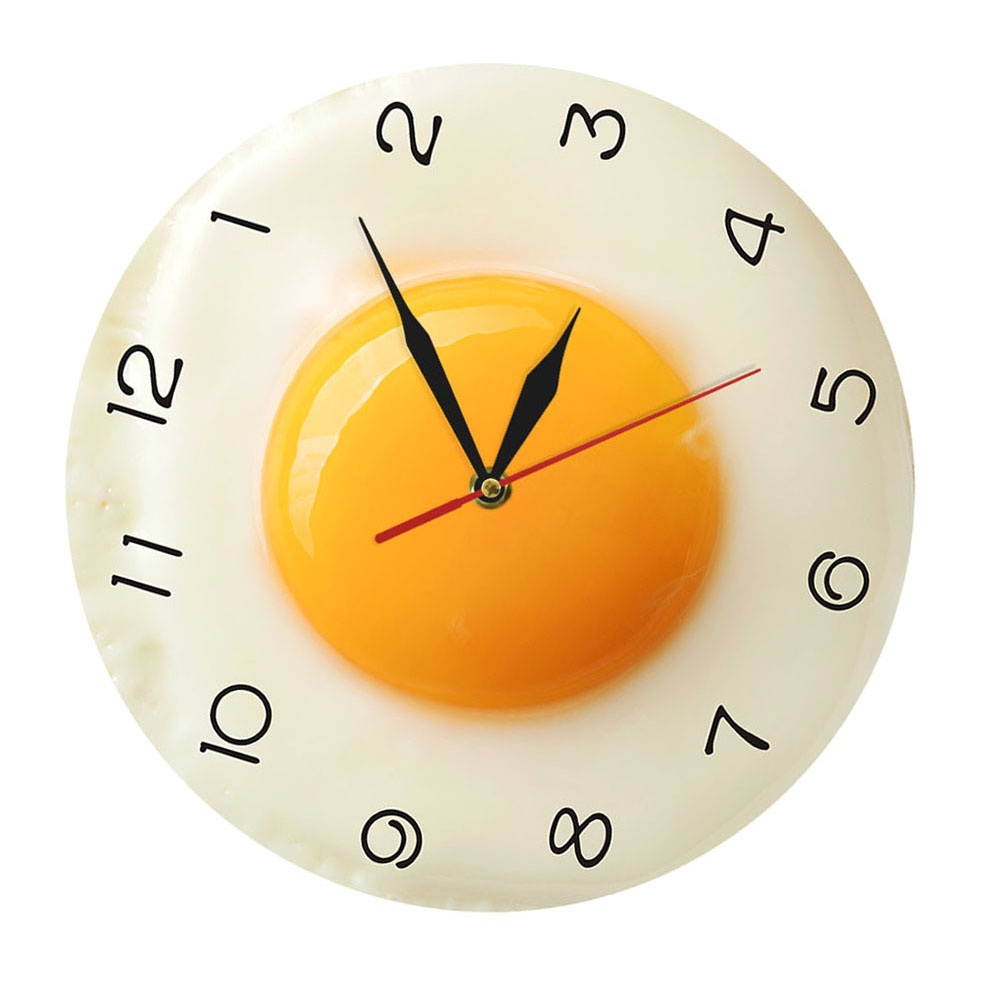 Creative Wall Clock Poached Egg Shape Clock Living Room Decor Battery Powered
