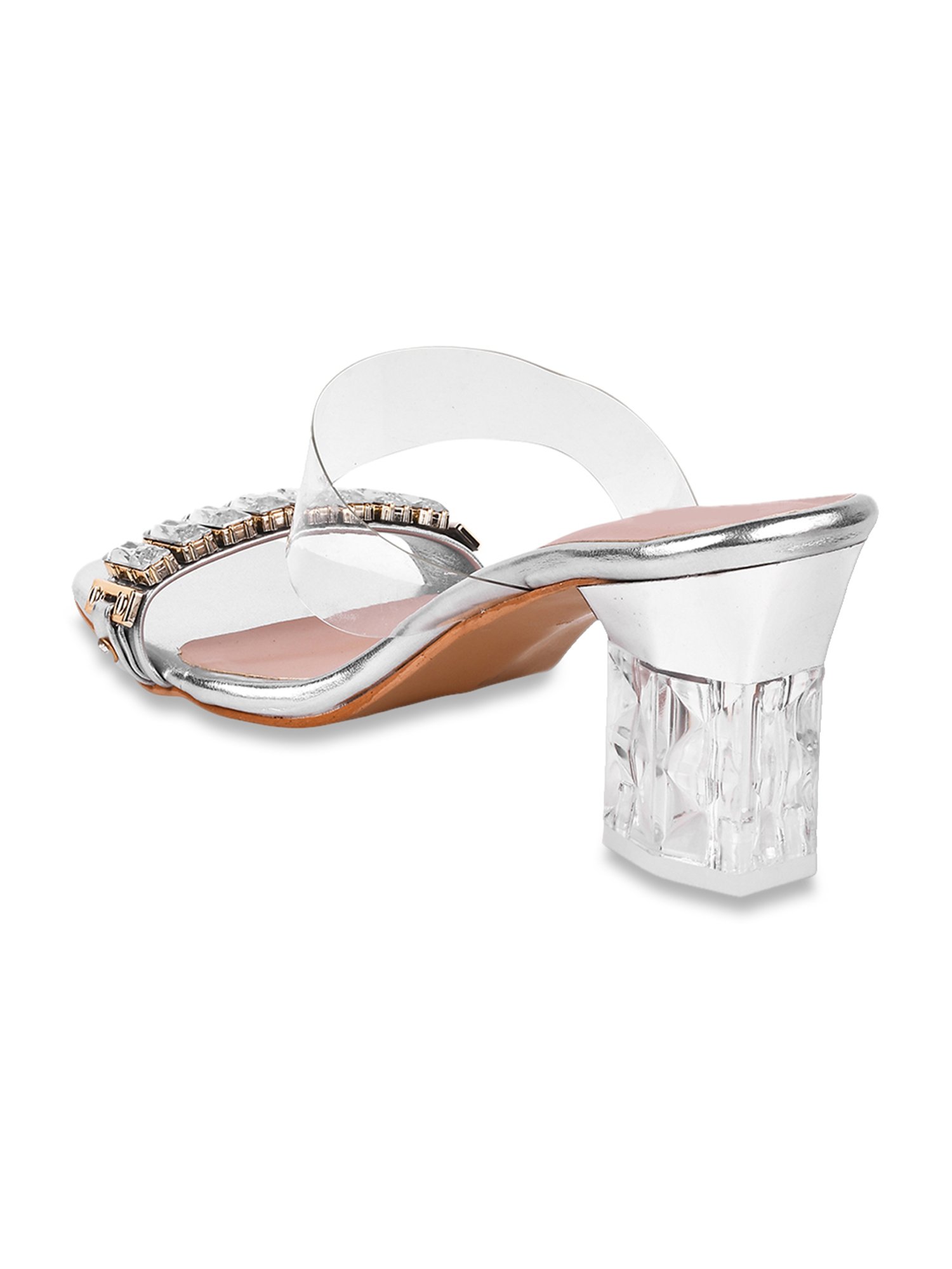 The White Pole Women's Silver Casual Sandals