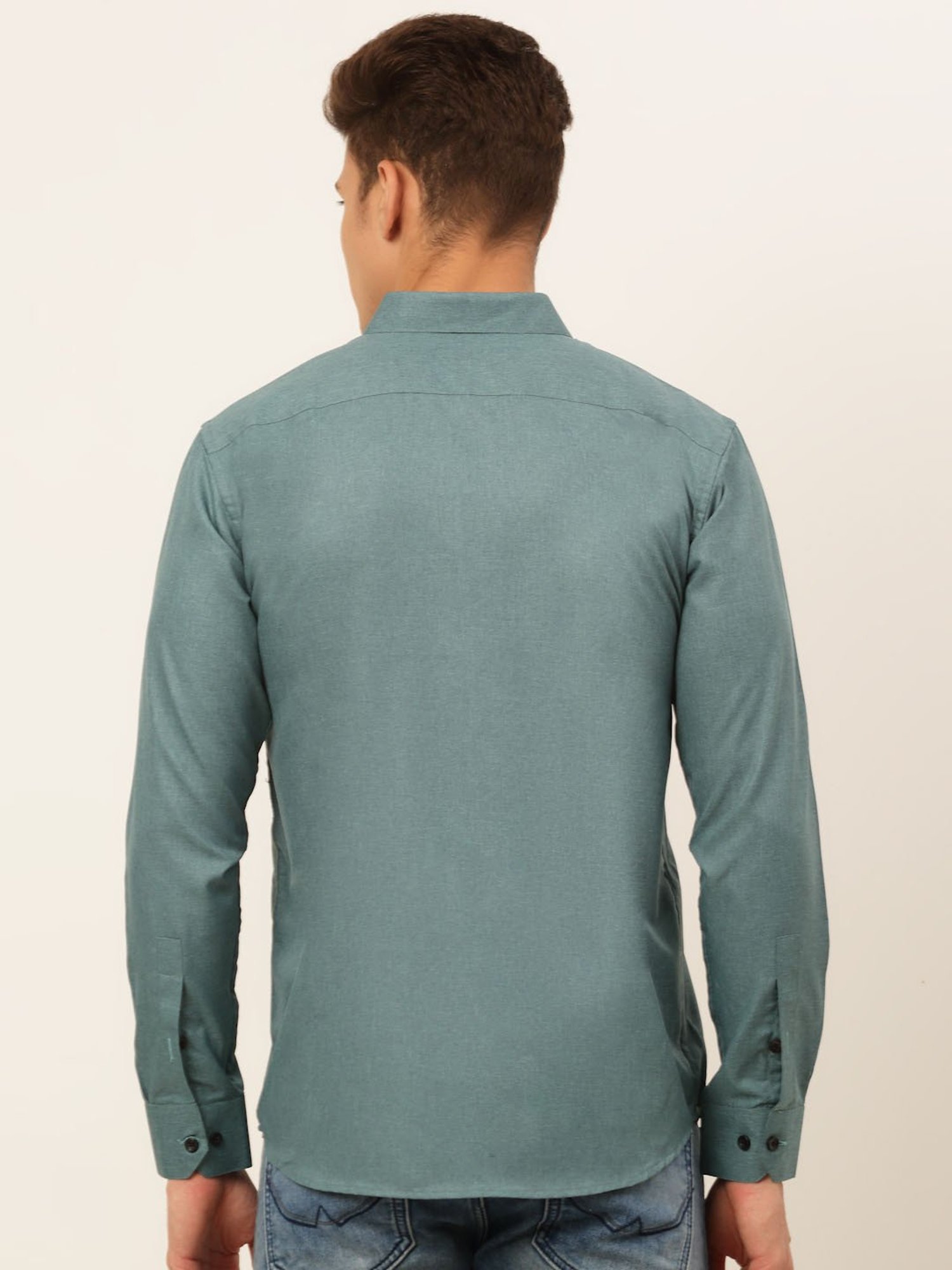 Jainish Olive Green Cotton Regular Fit Shirt