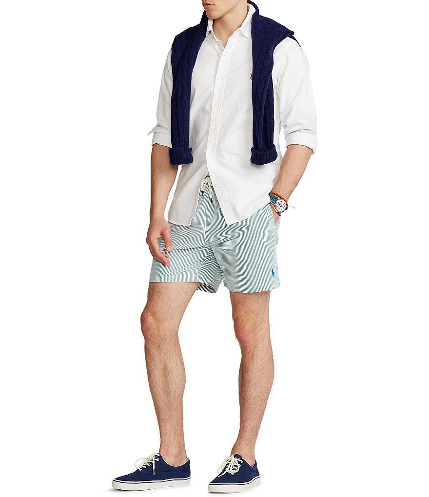 Polo Ralph Lauren 5 3/4#double; Inseam Traveler Seersucker Swim Trunks