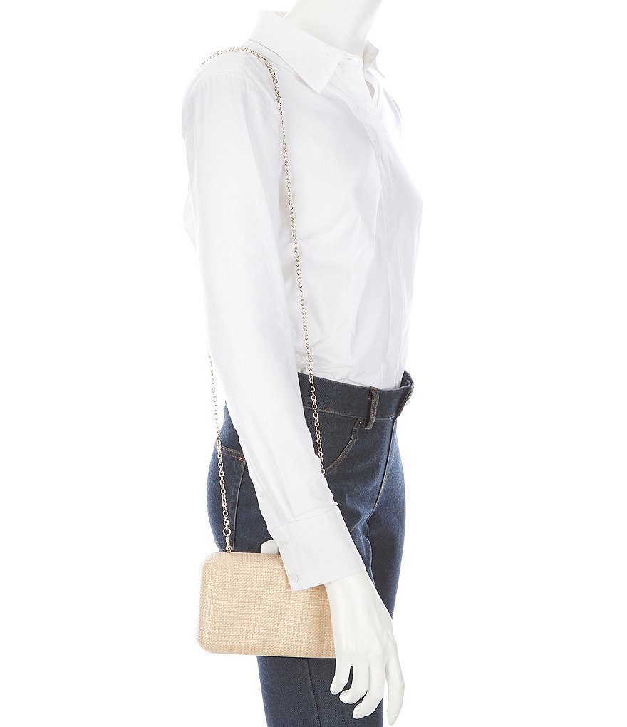 Kate Landry Straw Minaudiere Clutch Bag