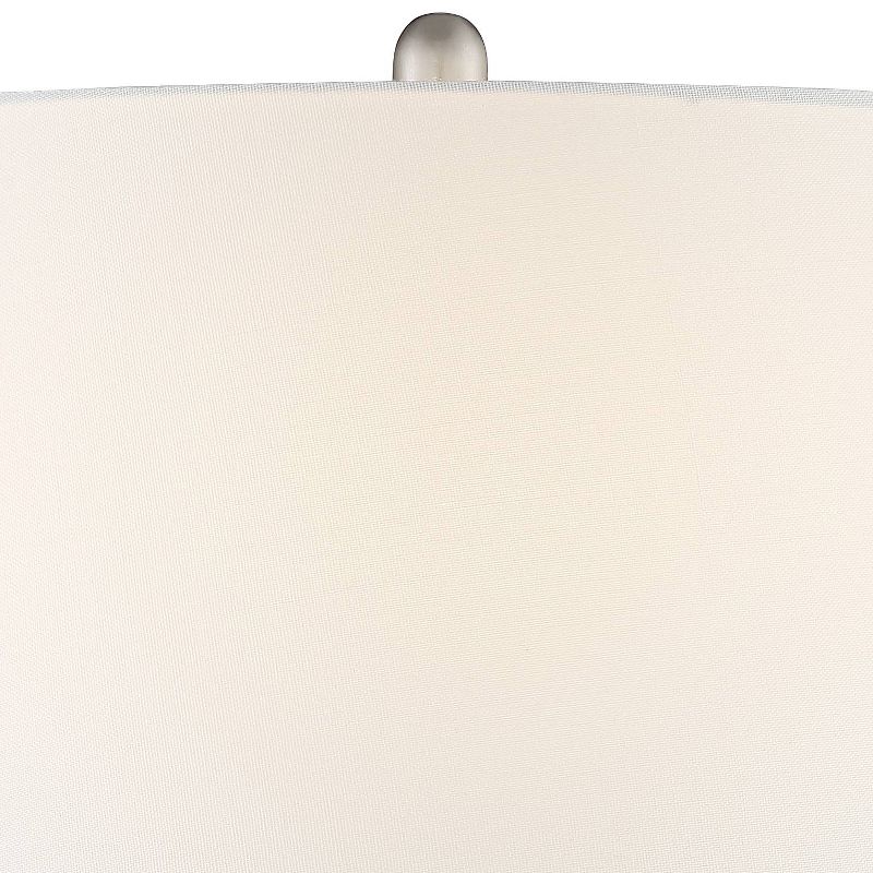 Possini Euro Design Industrial Table Lamp Oil Rubbed Bronze Clear Glass Burlap Tapered Drum Shade for Living Room Bedroom Bedside