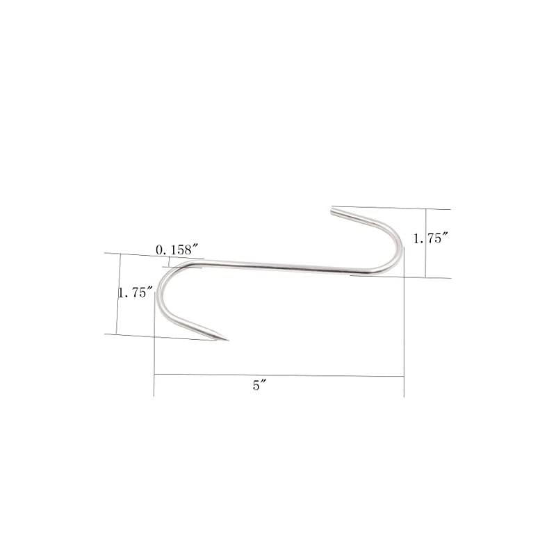 5 Inch 4mm Meat Hooks  S-Hook Stainless Steel Meat Processing Butcher Hook Pot Hooks
