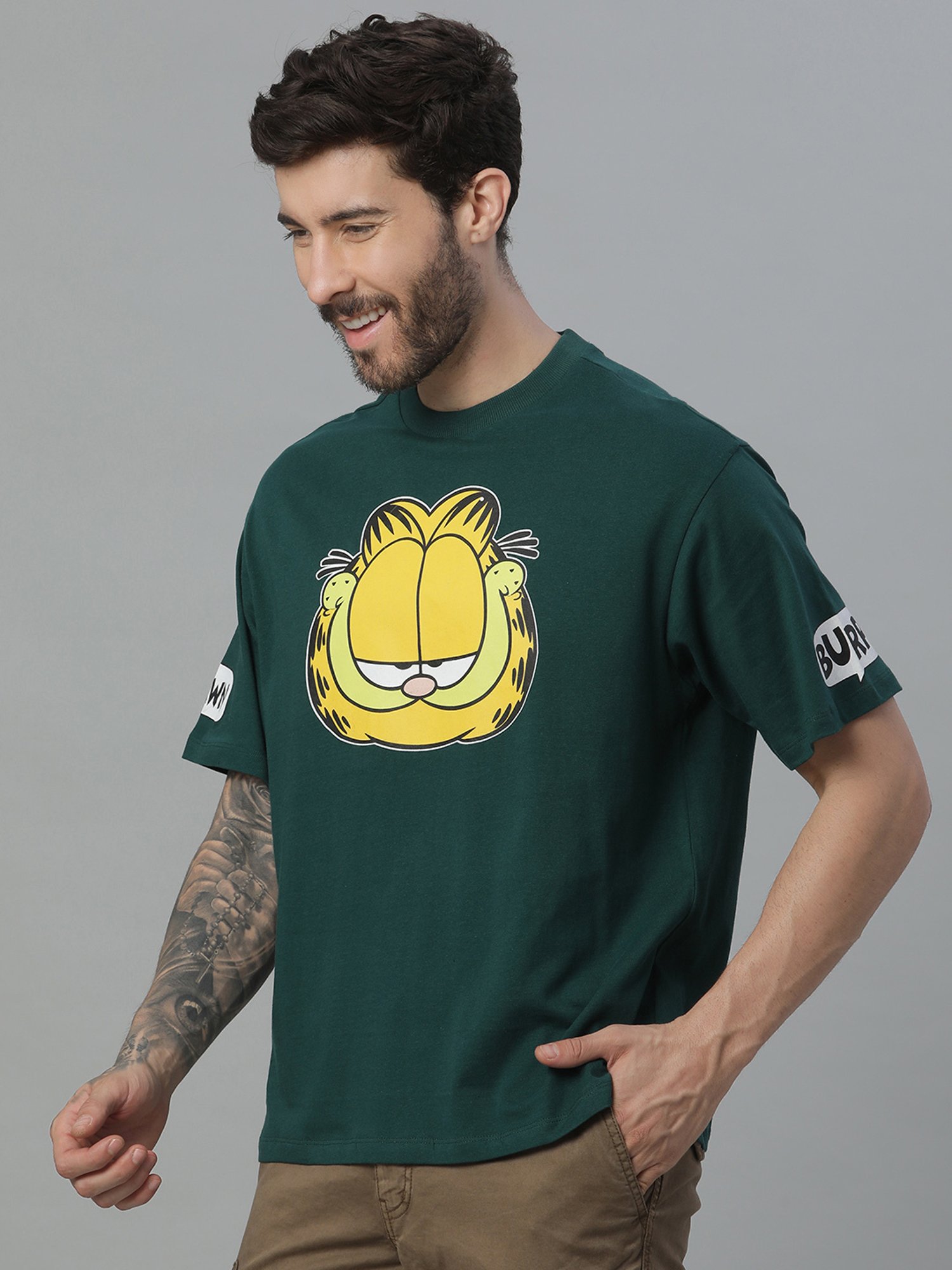 Free Authority Green Loose Fit Printed T-Shirt