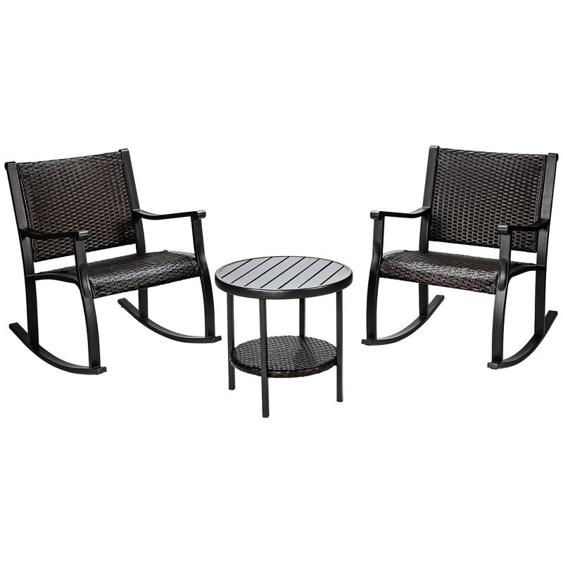 3pc Outdoor Wicker Conversation Set with Sofa Chairs & Table - Crestlive Products