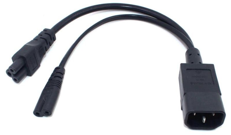 Tekit C14 to C13+NEMA 5-15R Y Splitter Power Plug Cord,Single IEC 320 C14 Male to C13+Nema 5-15R Female Splitter Adapter Cable Cord ,1ft /30mm