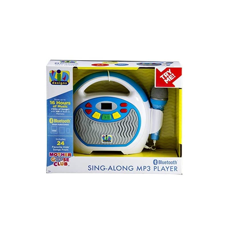 KIDdesigns Mother Goose Club Bluetooth Sing Along Portable MP3 Player Real Mic 24 Songs Storesup to 16 Hours of Music 1 GB Built in Memory USB Port