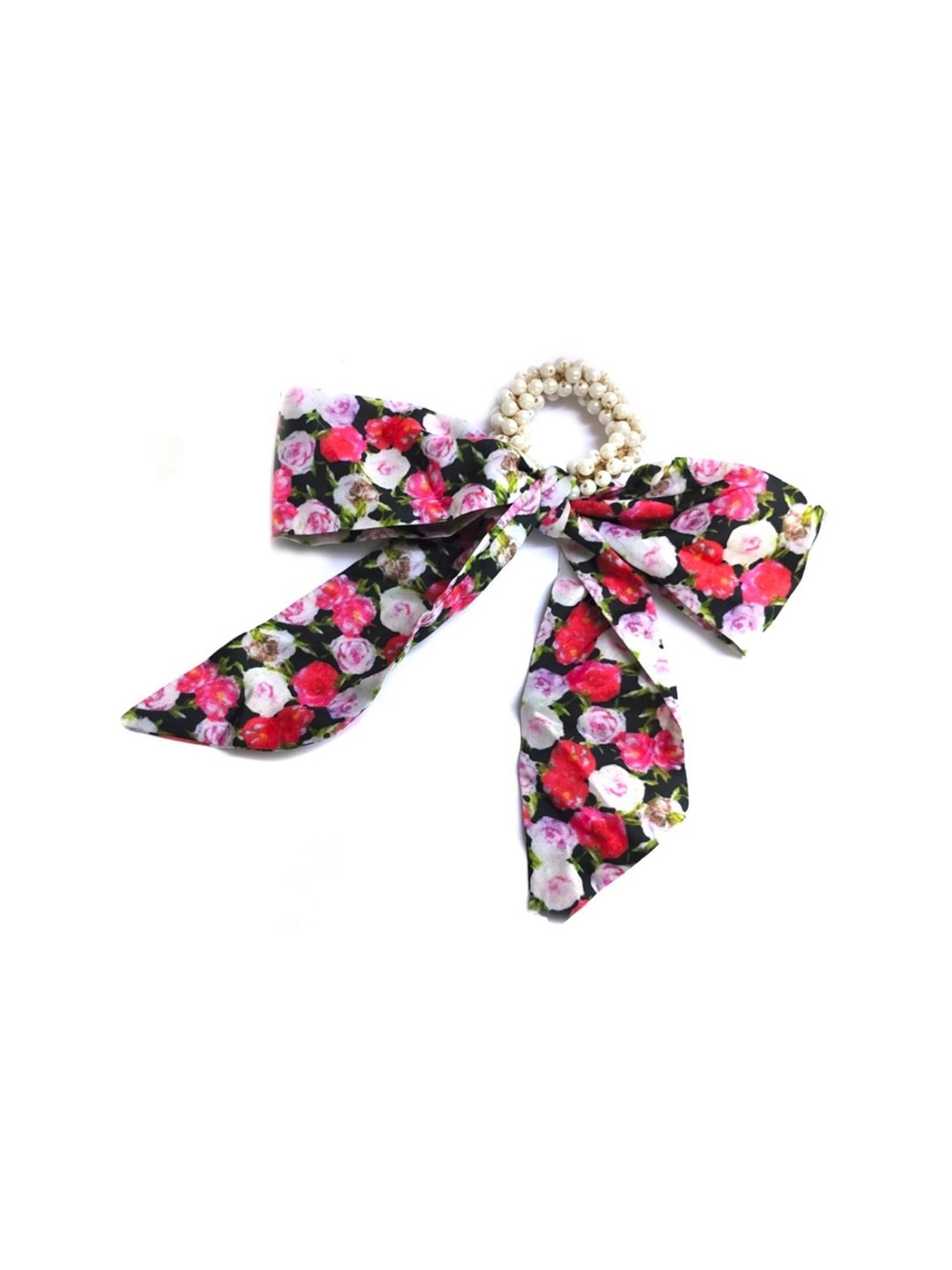 OOMPH Pink Satin & Pearls Hair Tie Scarf Scrunchy