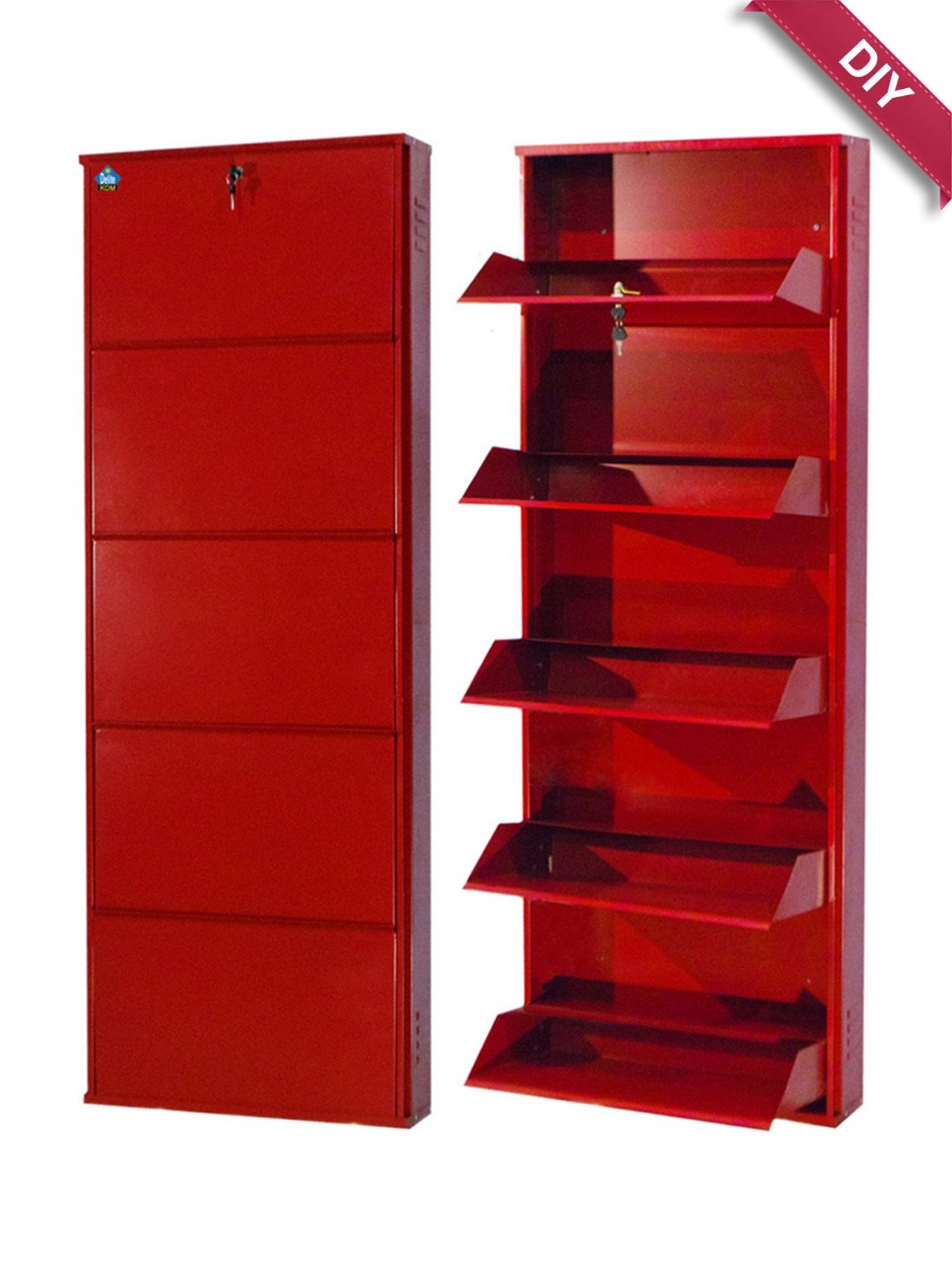 Delite Kom Metal Shoe Rack - 24" 10 Shelf, Double Decker, Ivory, PowderCoat, Wall Mount, DIY