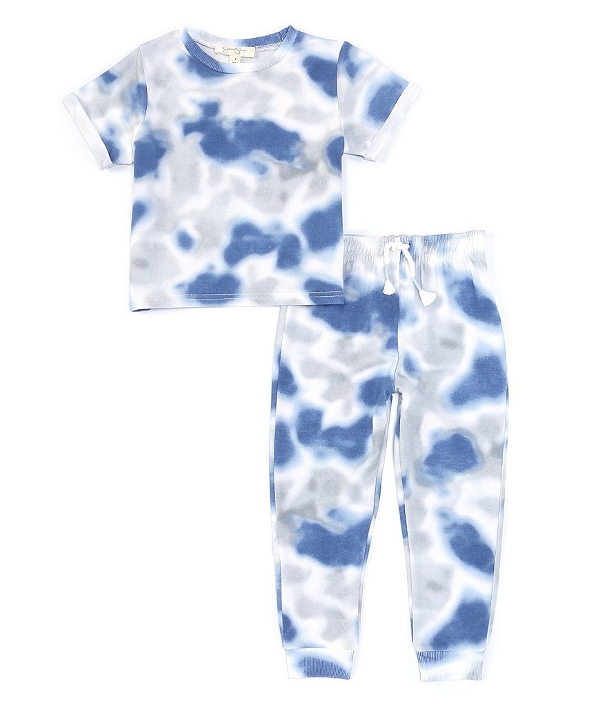 Jessica Simpson Little Girls 2T-6X Short-Sleeve Tie-Dye Knit Tee & Jogger Pants Set