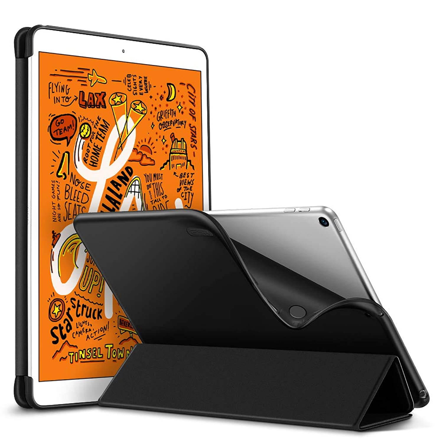 ESR Rebound Slim Smart Case Specially Designed for iPad Mini 5 7.9" 2019, Flexible TPU Back Cover with Rubberized Coating, Auto Sleep/Wake and Viewing/Typing Stand for iPad Mini 5 2019, Black