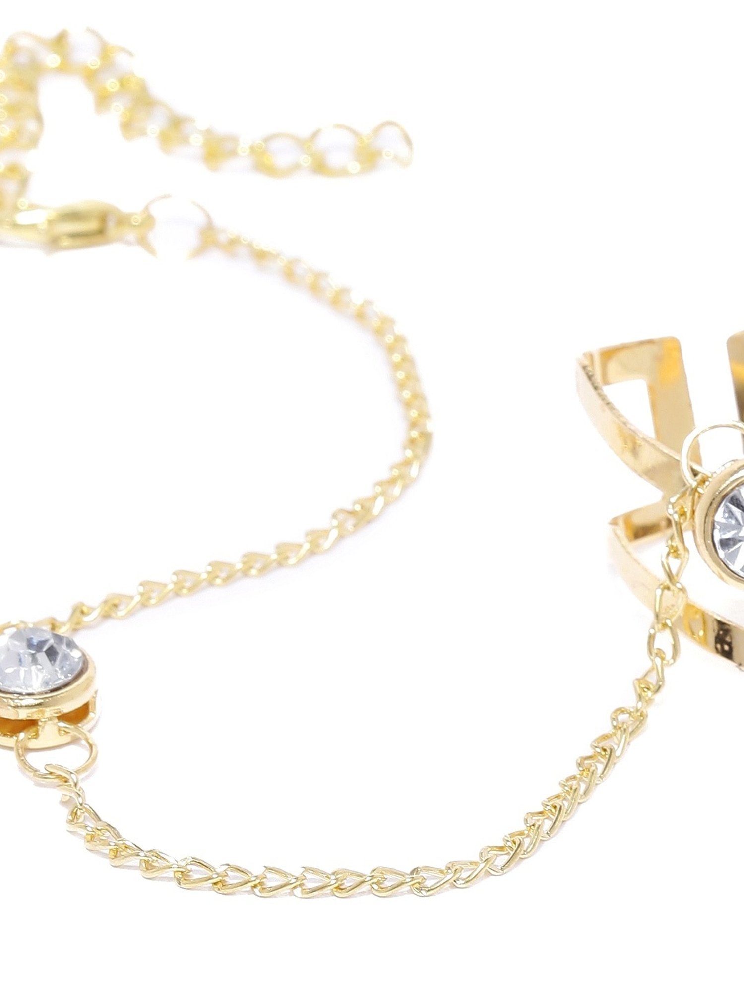 Oomph Gold Crystal Studded Partywear Hand Harness