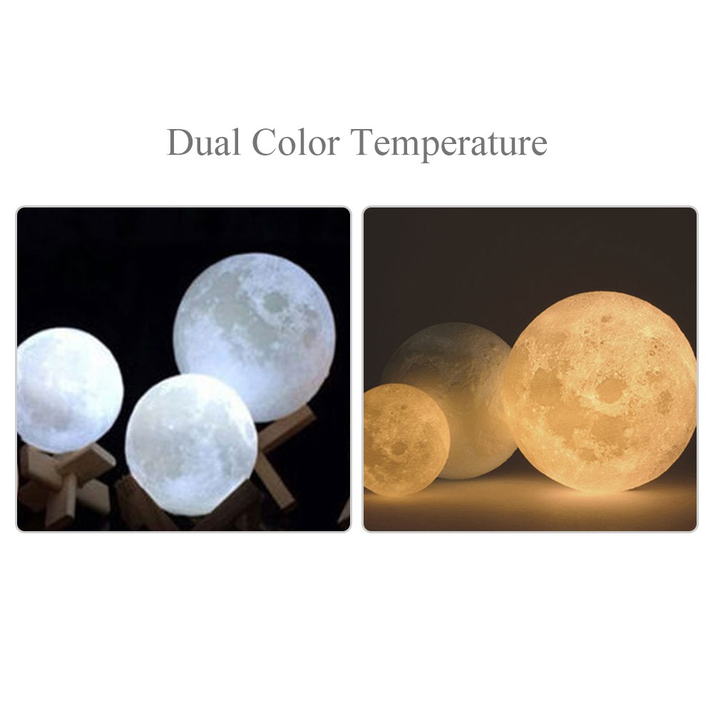 Aibecy 8cm/ 3.15 Inch Moon Lamp USB Rechargeable LED 3D Printed PLA Night Light Home Decorative Lights Touch Control Brightness Stepless Dimmable Warm Yellow & Cool White 3000K-6000K
