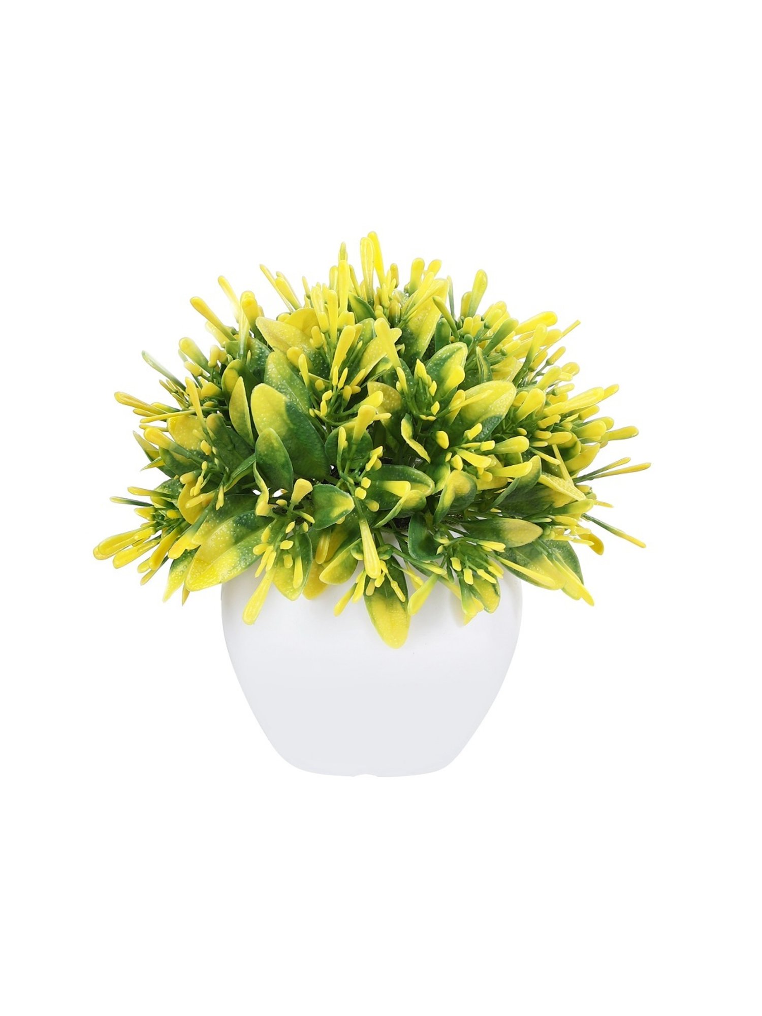 Foliyaj Multicolor Plastic Artificial Plant with Oar Shaped Leaves & Pot
