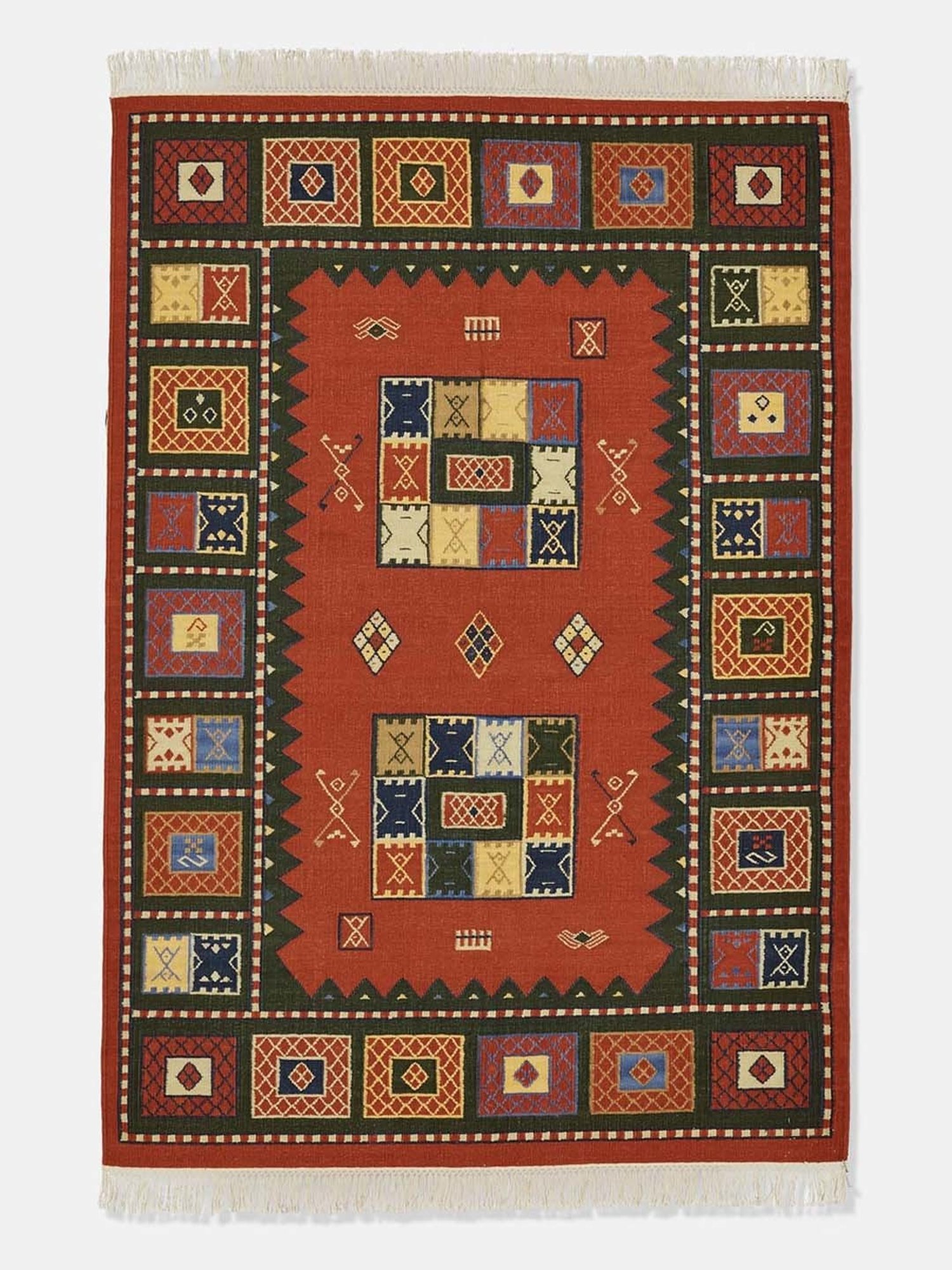 Fabindia Panja Red Cotton Panja Dhurrie