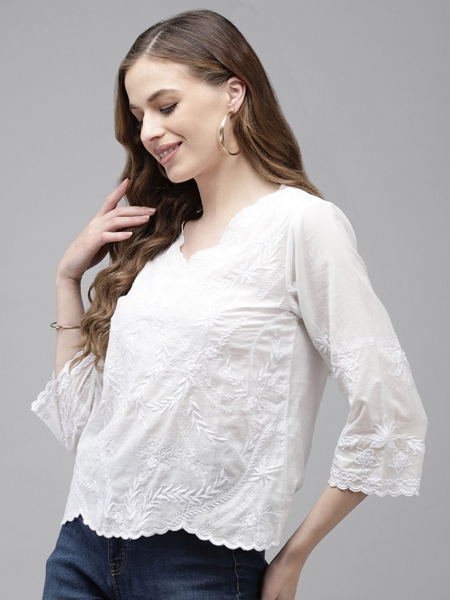 Ishin White Embroidered Top