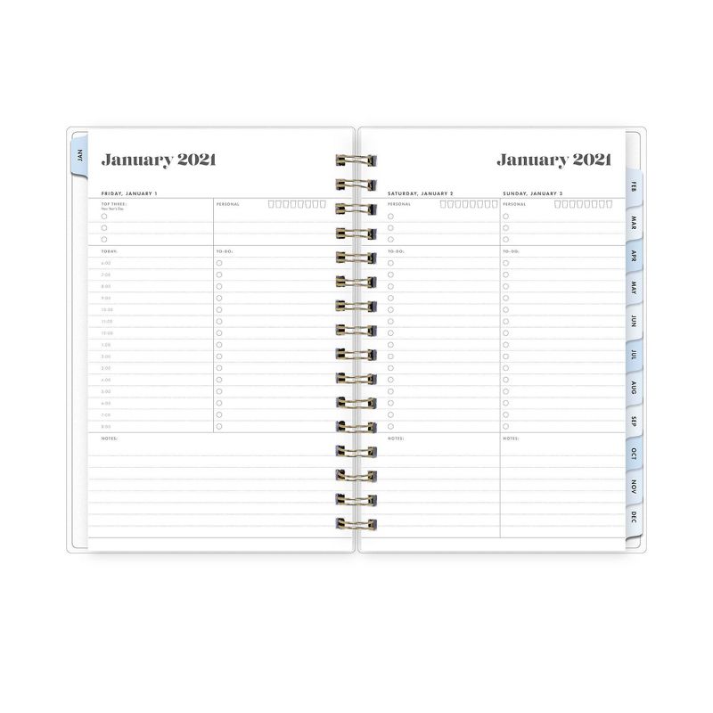 2021 Planner 5" x 8" Frosted Plastic Daily/Monthly Wirebound Hannah Blue - The Everygirl Planner