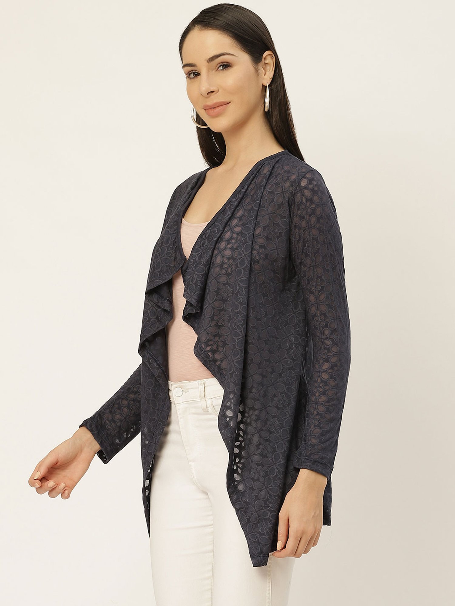 Belle Fille Navy Self Design Shrug