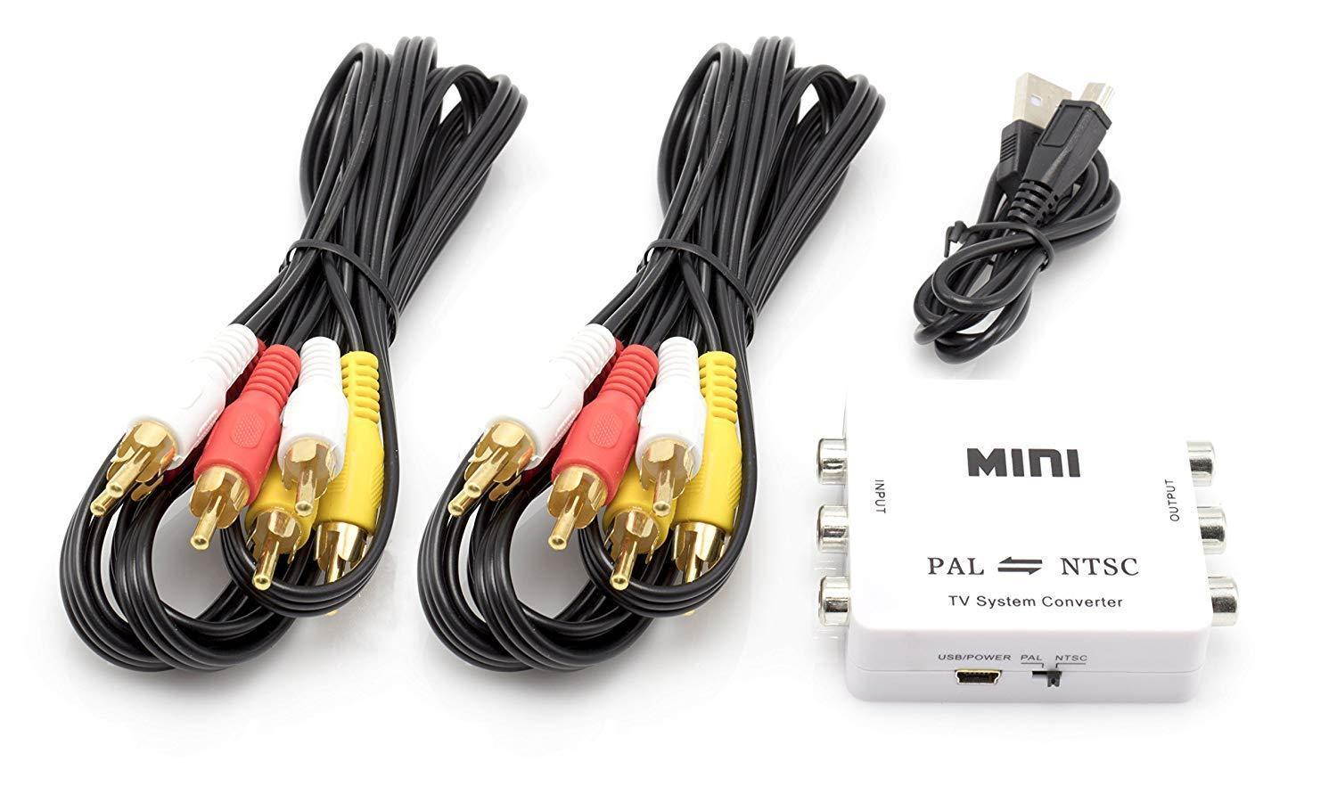 the cimple co  ntsc to pal converter kit | tv converter from pal to ntsc | bidirectional tv system converter adapter with two rca cables  white  does not convert actual dvd or vhs, only output