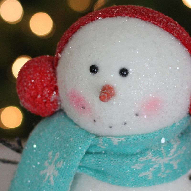 Napco 10" White and Red Snowman in Scarf Christmas Figure Decoration