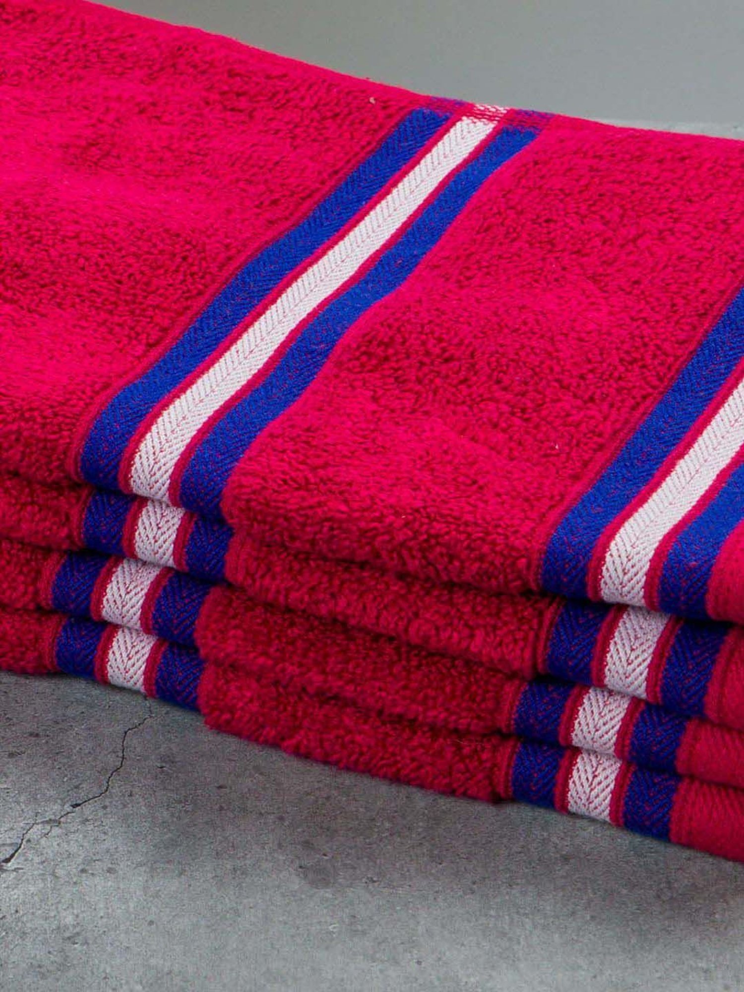 Nautica Vintage Crew Stripe Burgundy Cotton 500 GSM Super Soft Zero Twist Hand Towel - Set of 4