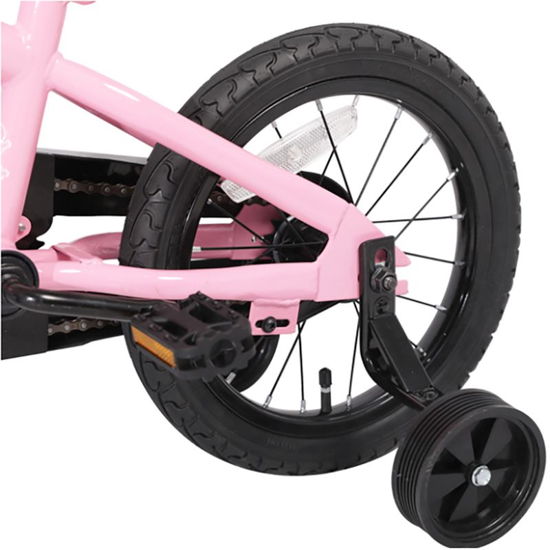 JOYSTAR Totem Series 16-Inch Ride-On Kids Bike with Coaster Braking, Training Wheels & Kickstand, Pink