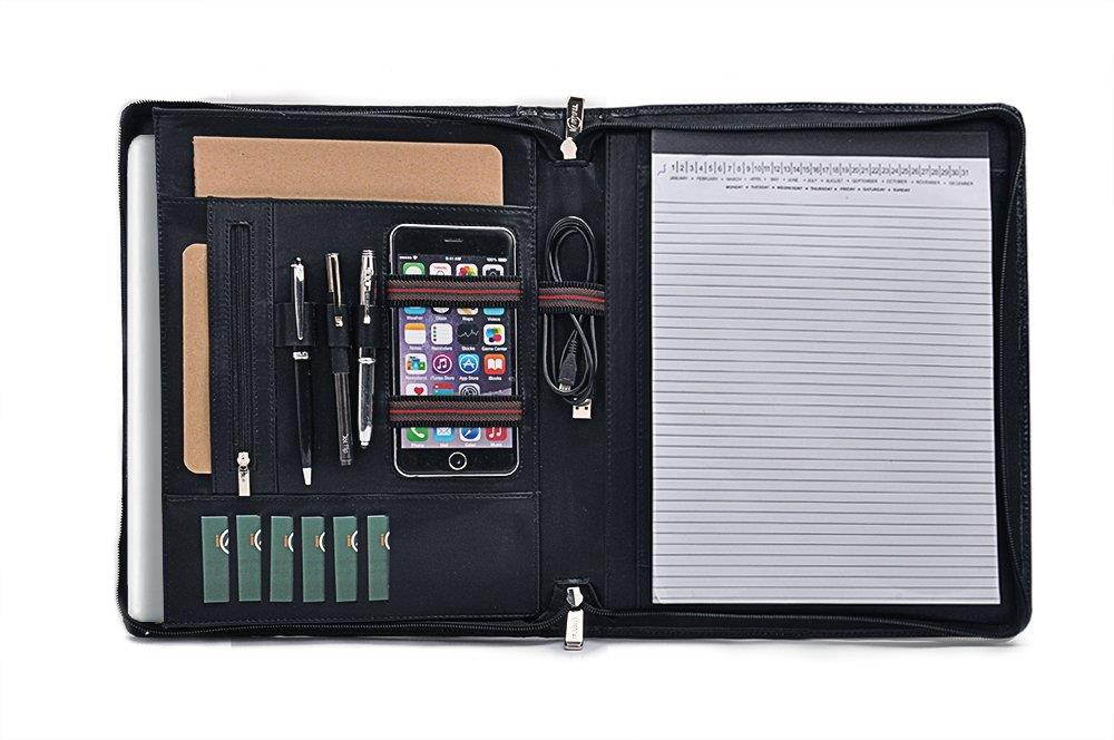 Design Leather Organizer Portfolio for A4 Notepad and 13 inch MacBook,Black