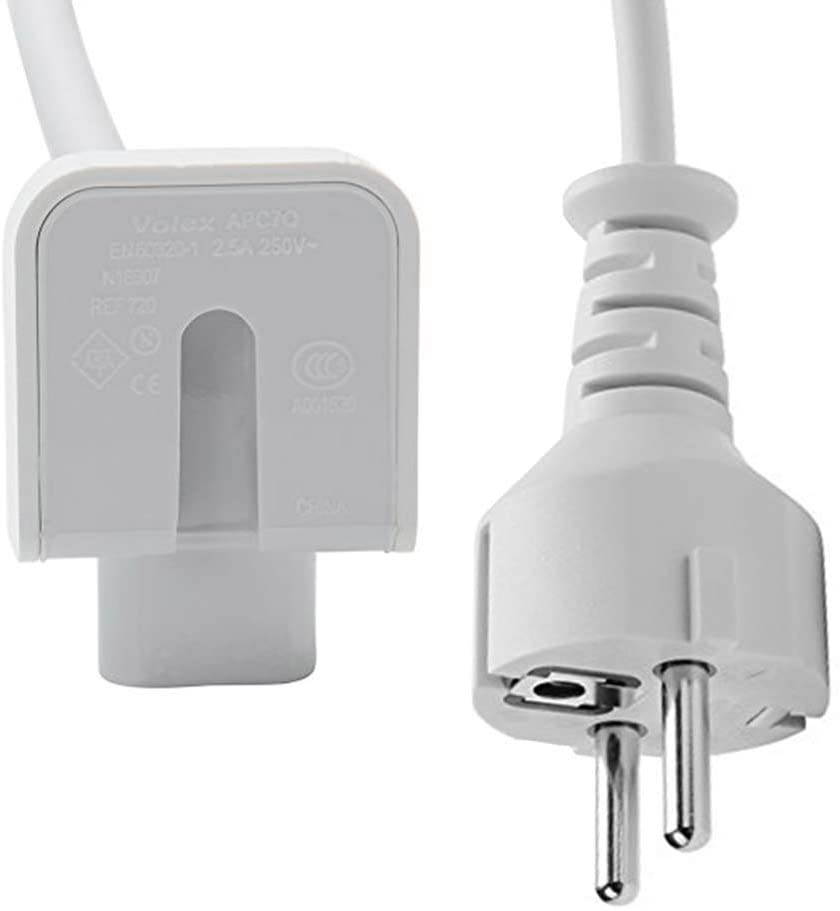 6 Foot European Standard Power Cable Compatible with Macbook Magsafe 1 or Magsafe 2