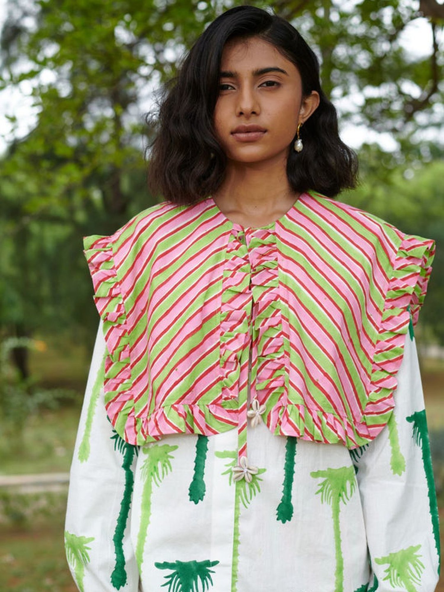 Khajoor Studio White, Green & Pink Sundaze Khajoor Vol.1 Doll Resort Shirt